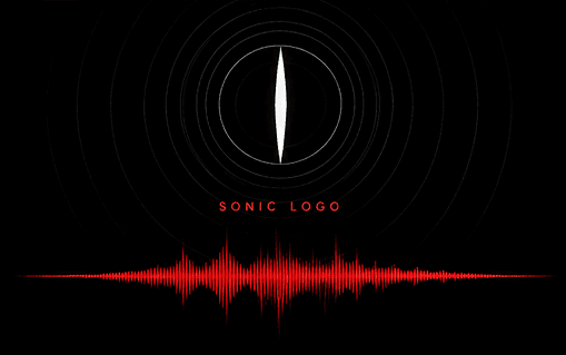 The Nine Lives sonic logo, a cat's eye above a red waveform