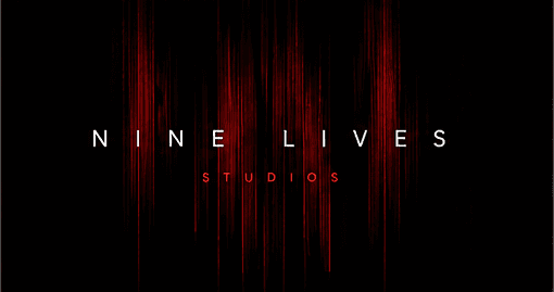 The Nine Lives Studios title card against streaked red light